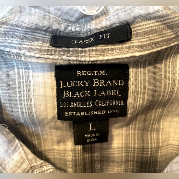 Vintage Men’s Lucky Plaid Snap Front Long Sleeved Shirt. Size Large. Gray&Cream. - Picture 3 of 6